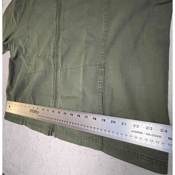 Cotton Studio Womens Zip Up Shirt Jacket Large Green Long Sleeve Lightweight USA - Picture 7 of 8